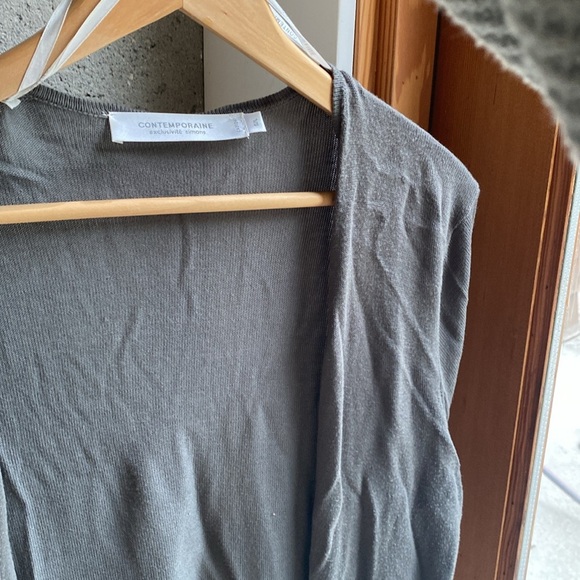 🤍 Simon’s Contemporaine Open Front Sage Green Cardi - Picture 5 of 7